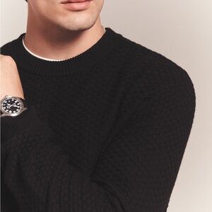 NAADAM Cotton Cashmere Textured Crewneck Cotton Silk Cashmere Black Large